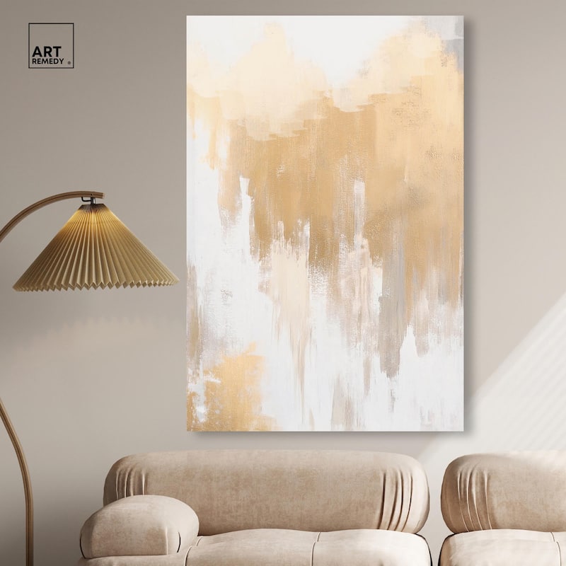 Soft Grey Glam Gold Canvas by Art Remedy, Gallery Wrapped