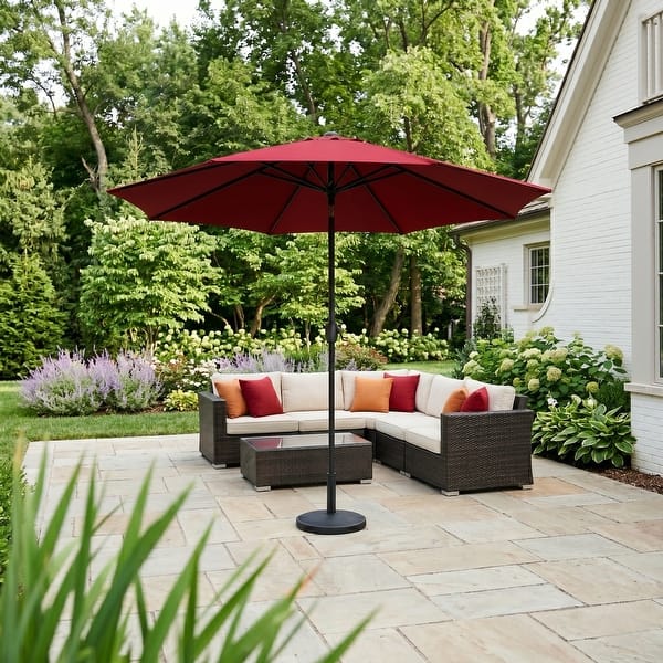 5 5 red patio umbrella AreShark 15FT Outdoor with Crank, Large Rectangular Market Umbrella, Double-Sided Outdoor Umbrellas with Cross Base & Sandbag for Porch, Lawn, Pool, Backyard, : Patio, Lawn & Garden Provide enough shade for a square At Home Red Outdoor Crank