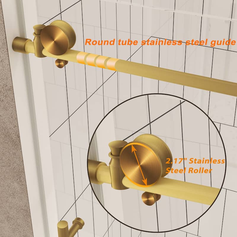 60 "W x 60" H Frameless Shower Door with Stainless Steel Handle - 60'' x 0.31'' x 60''