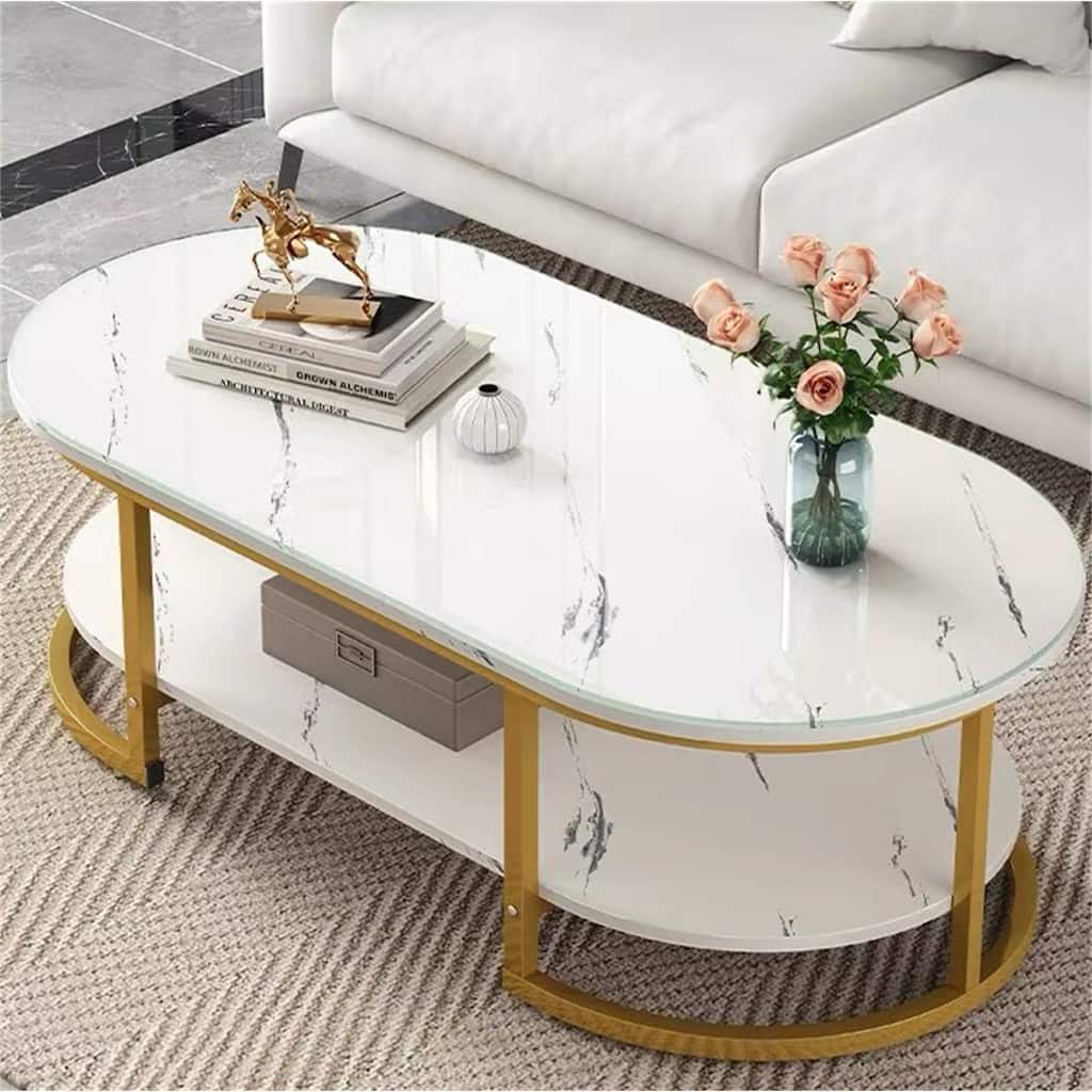 White Gold Double Deck Coffee Table