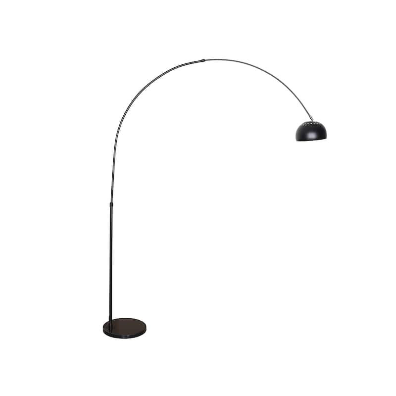 Floor Lamp with Black Marble Base and Metal Lamp Shade Arco Collection - 76"