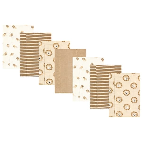 slide 1 of 1, Hudson Baby Cotton Flannel Burp Cloths, Brave Lion 7-Pack, One Size - Brave Lion 7-Pack - One Size One Size - Brave Lion 7-Pack