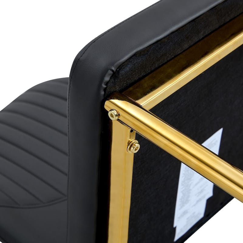 Roomfitters PU Dining Chairs with Gold Metal Legs, Vertical Stripe Back, High Resilience Upholstered Set of 4