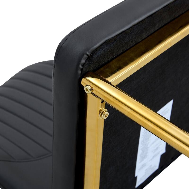 Roomfitters PU Dining Chairs with Gold Metal Legs, Vertical Stripe Back, High Resilience Upholstered Set of 6