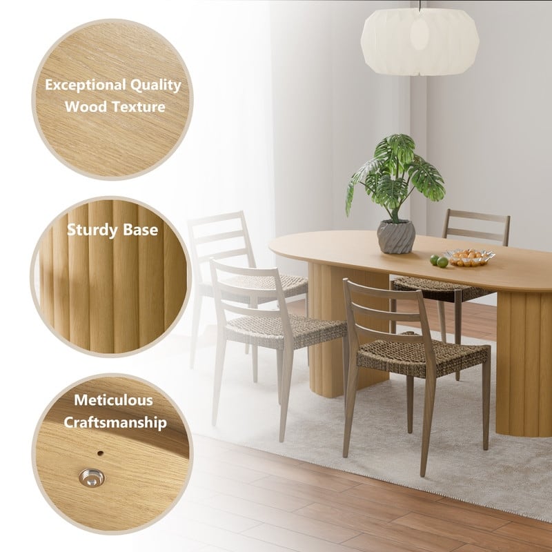 79" Oval Solid Wood Dining Table Duble Pedestal Seats 6