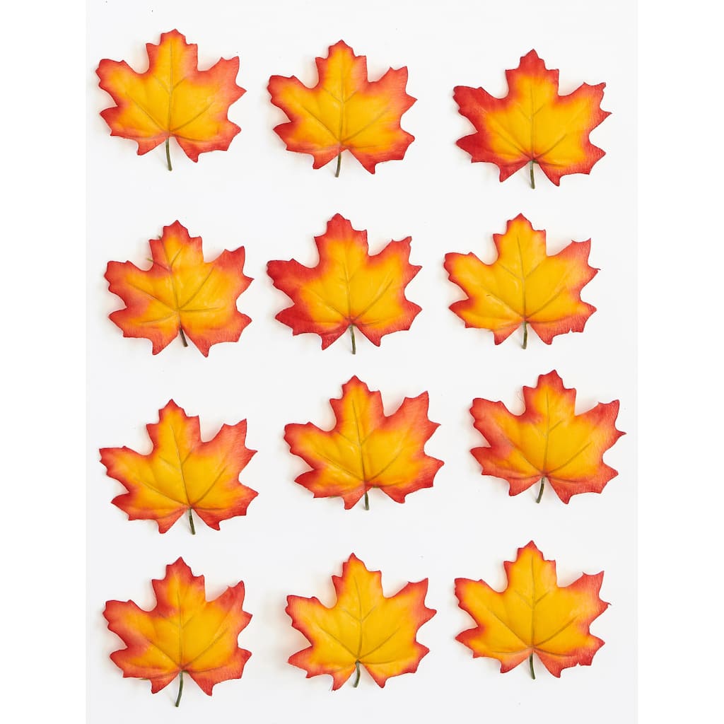 3" Small Artificial Yellow Fall Maple Leaves in Polybag, 24 Leaves in Bag, Set of 6 bags - 3