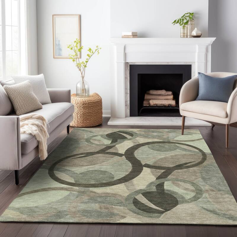 Machine Washable Indoor/Outdoor Contemporary Deco Chantille Rug