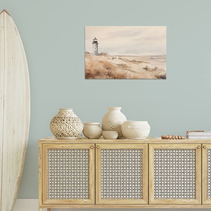 Stupell Distant Lighthouse in Neutral Tones Canvas Wall Art Design By Arlington Prints