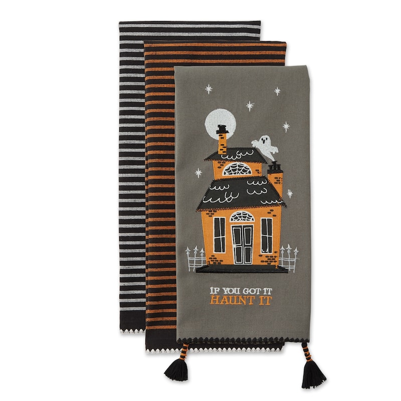 DII Halloween Embellished Dishtowels Set of 3