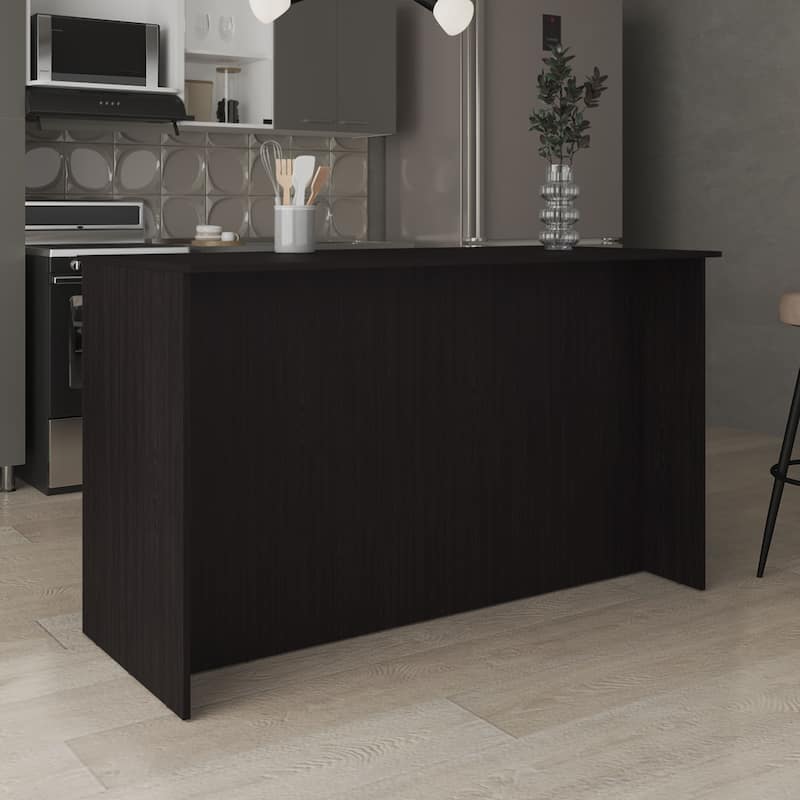 Ginger Kitchen Island, Three Open Shelves, Two Cabinets White / Dark Brown