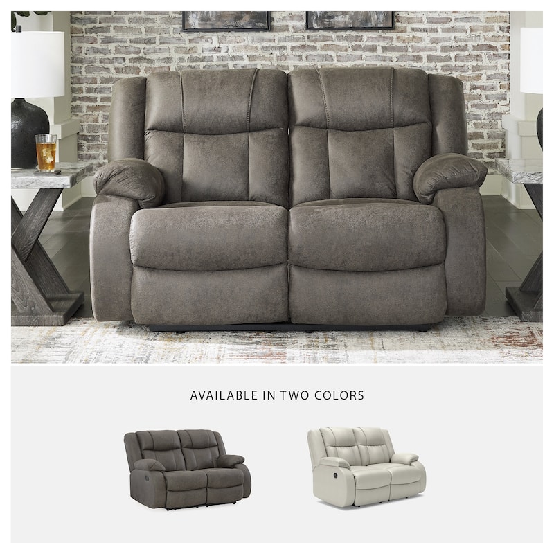 Signature Design by Ashley First Base Gunmetal Reclining Loveseat - 61"W x 40"D x 41"H