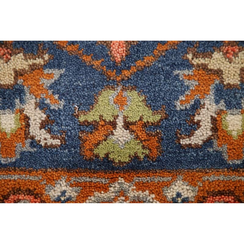 Blue Floral Heriz Serapi Indian Accent Rug Handmade Wool Carpet - 3'0"x 5'0"