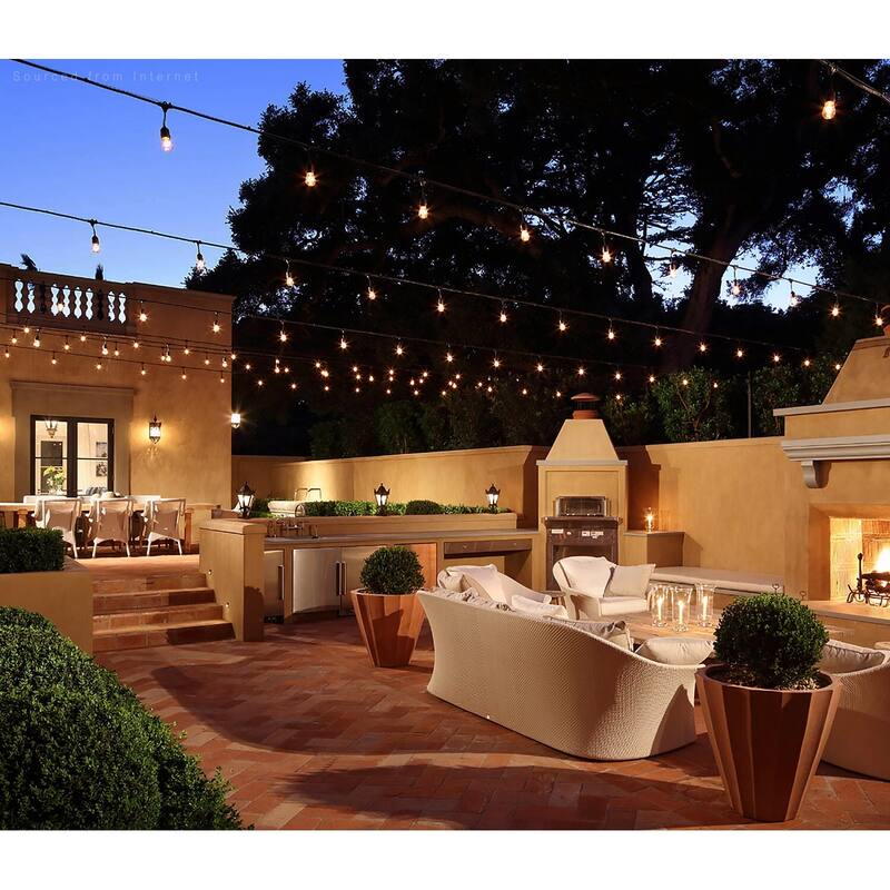 50ft Weatherproof String Lights, Bulbs Included, 15/24 Sockets - 15 Sockets