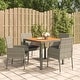 preview thumbnail 44 of 91, vidaXL 3 Piece Patio Dining Set with Cushions Black Poly Rattan - 18.9" x 21.7" x 34.6" Gray5-Piece