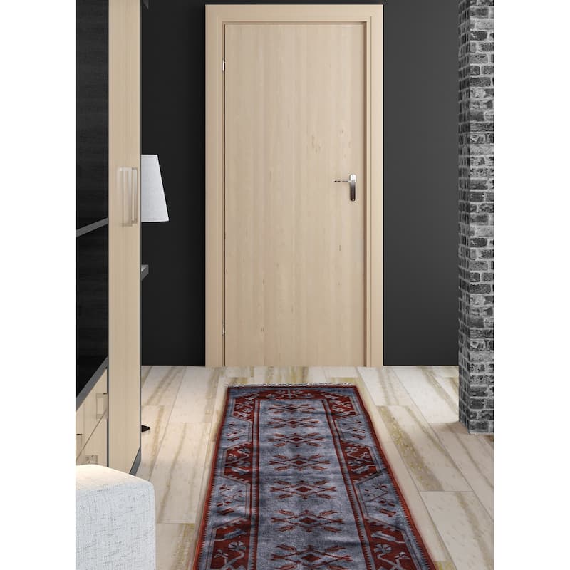 ECARPETGALLERY Hand-knotted Color Transition Dark Grey Wool Rug - 3'5 x 16'1