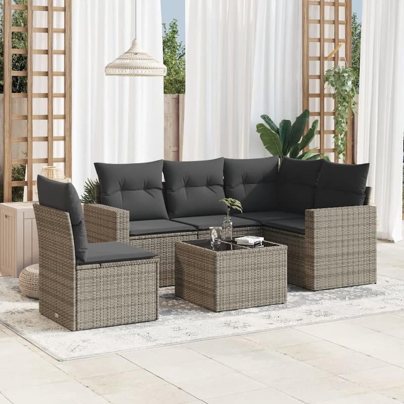 vidaXL Garden Sofa Set Gray, Dark Gray - 25.8 x 24.4 x 27.2