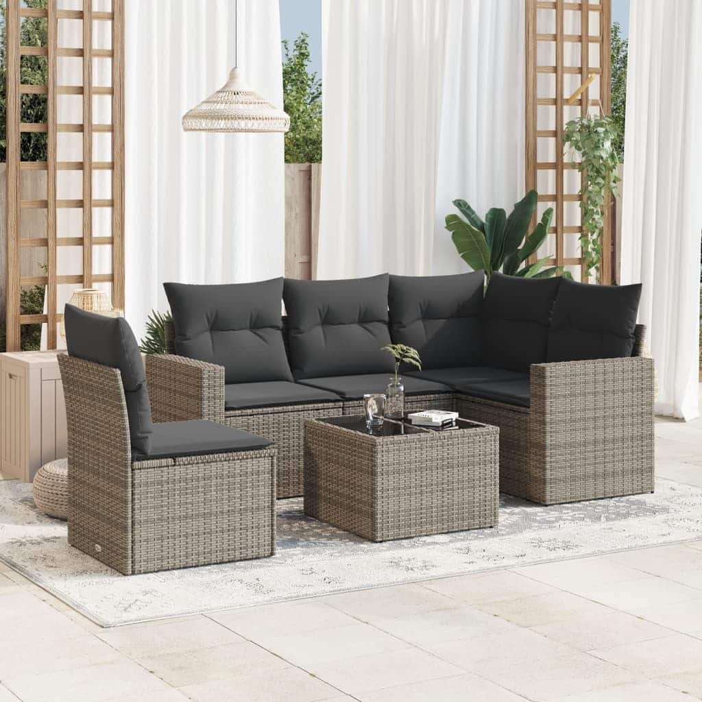 vidaXL Garden Sofa Set Gray, Dark Gray - 25.8 x 24.4 x 27.2