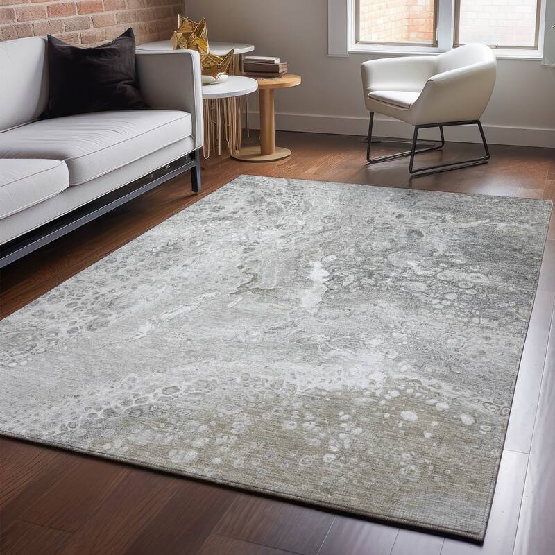 Premium Washable Super Soft Contemporary Mayfield Rug - Silver - 3' x 5' - Rectangle