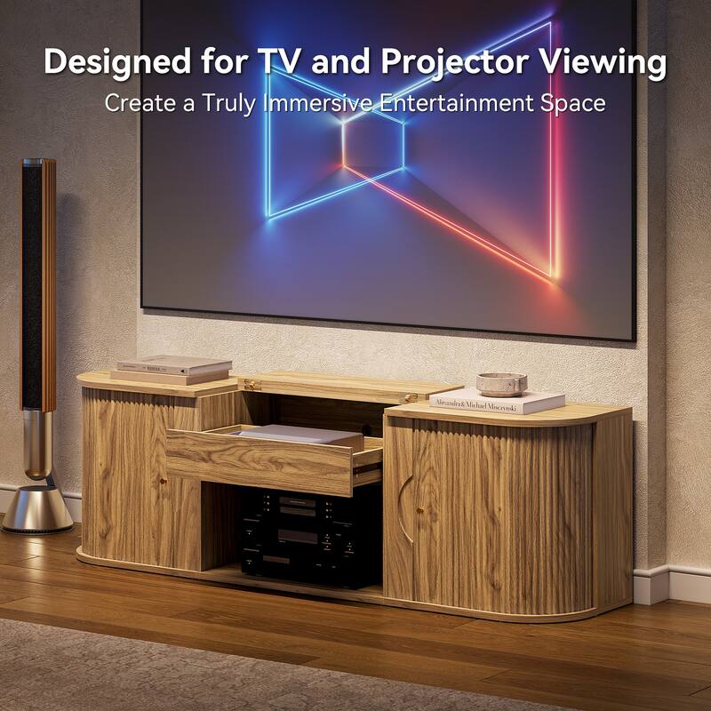 70" Mid-Century Modern Projector TV Stand, for TV or Ultra-Short Throw Projector - 70'' W × 15.7'' D × 23'' H