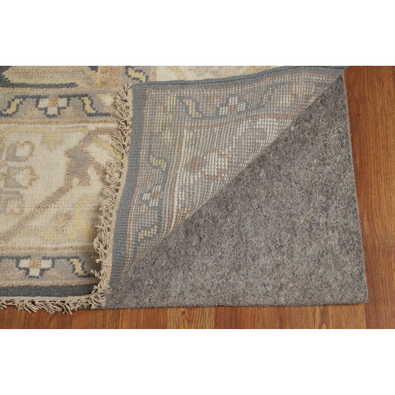 Oushak Indian Area Rug Handmade Floral Grey Wool Carpet - 8'0" x 9'10"