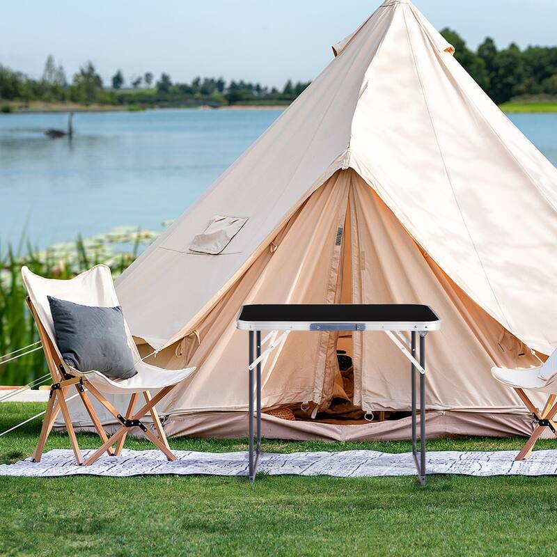 Portable 2.3ft Aluminum Folding Table for Outdoor Camping - 27.56" x 19.69" x 23.62"