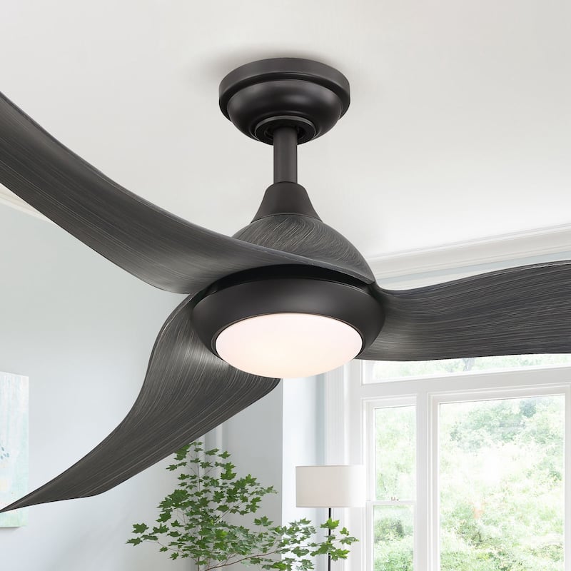 52" Modern Grey 3-Blade Propeller Ceiling Fan with Light and Remote