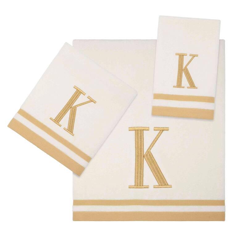 Avanti IVR/GLD Monogram 3-Piece Towel Set