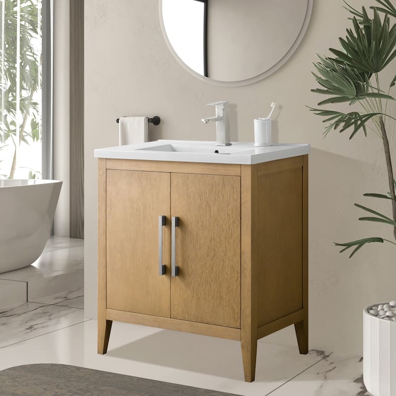 Vanity Art 20" or 24" or 30" Single Sink Bathroom Vanity Cabinet with Ceramic Top