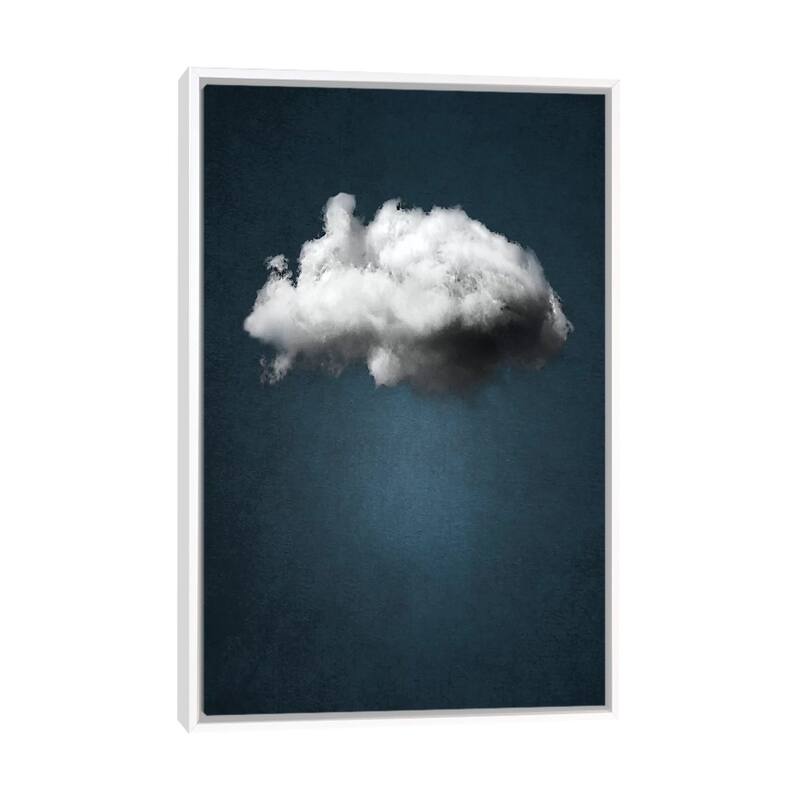 iCanvas "Waiting Magritte" by The Usual Designers Framed Canvas Print - White - 26x18