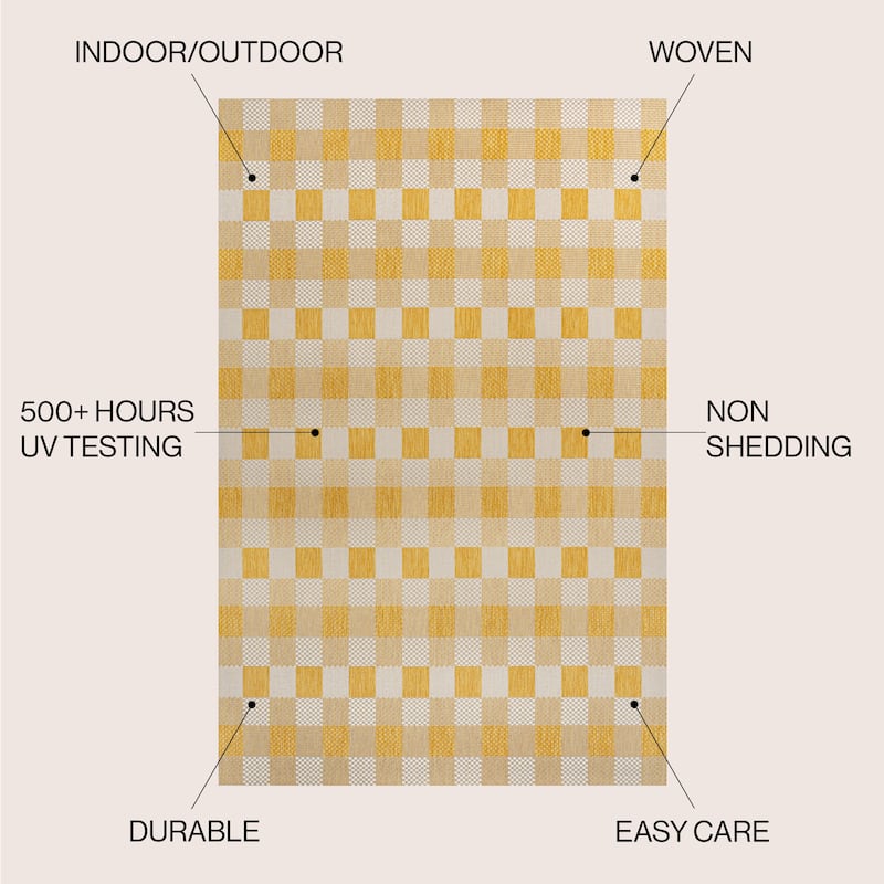 JONATHAN Y Biot Traditional Geometric Bold Gingham Black/Cream Indoor/Outdoor Area Rug