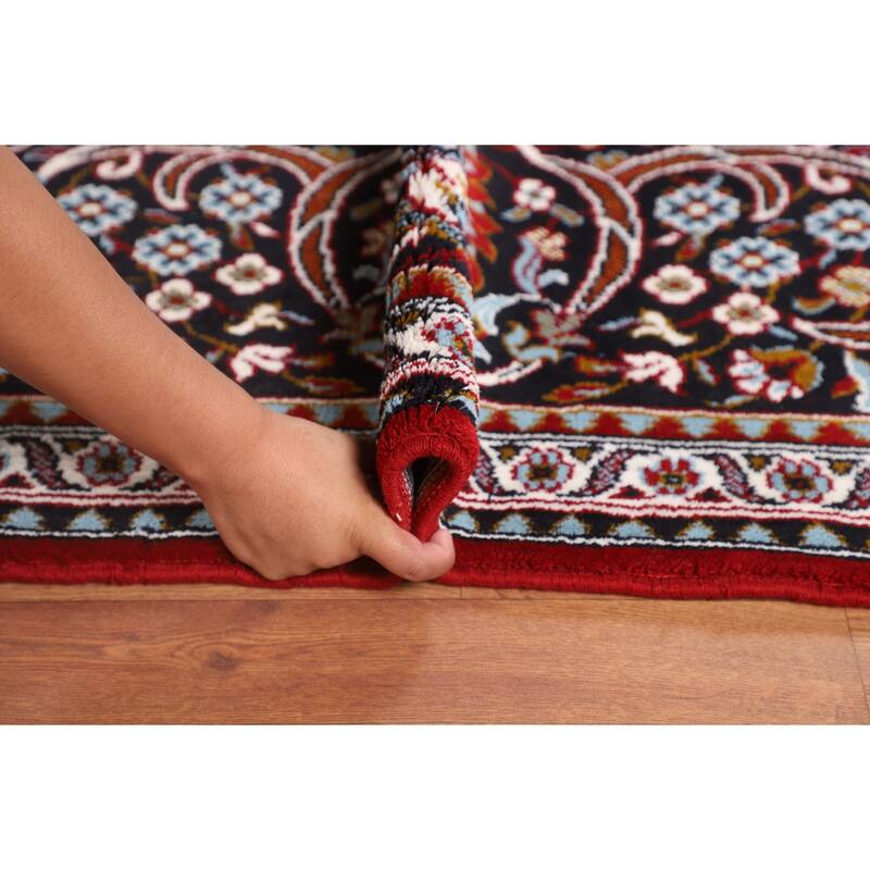 Floral Red Kashan Turkish Area Rug Machine-Made Oriental Carpet - 9'7" x 12'10"