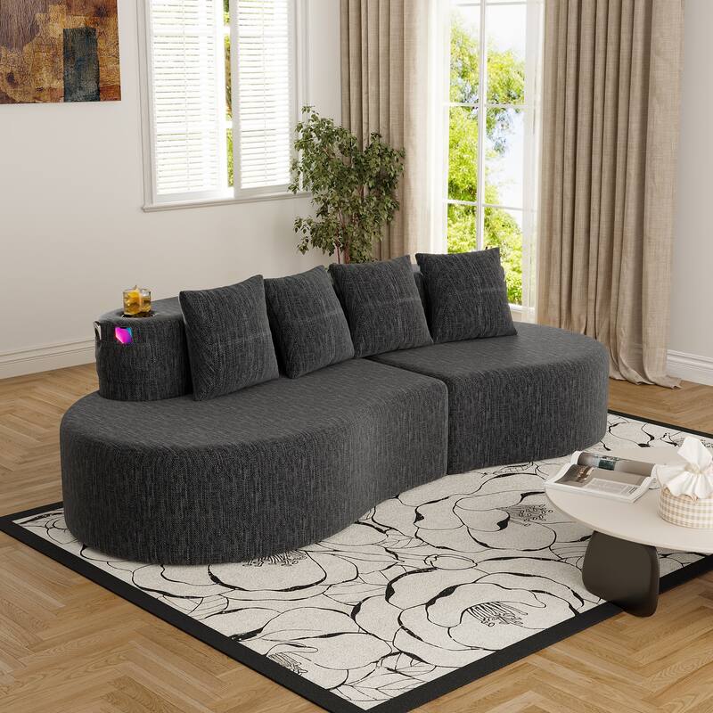 Modern Curved Sectional 3 Seat Minimalist Elegant Half Moon Sofa Compressed Modular Sectional Sofa for Living Room, Office