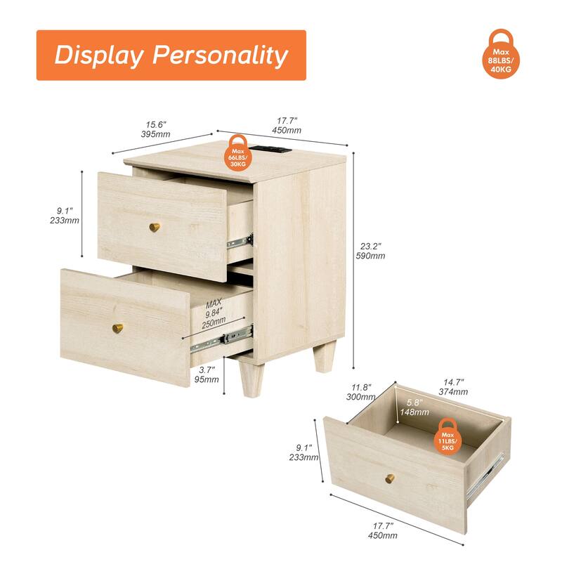 3-Drawer Dresser and Nightstand Set for Bedroom - 2 Packs