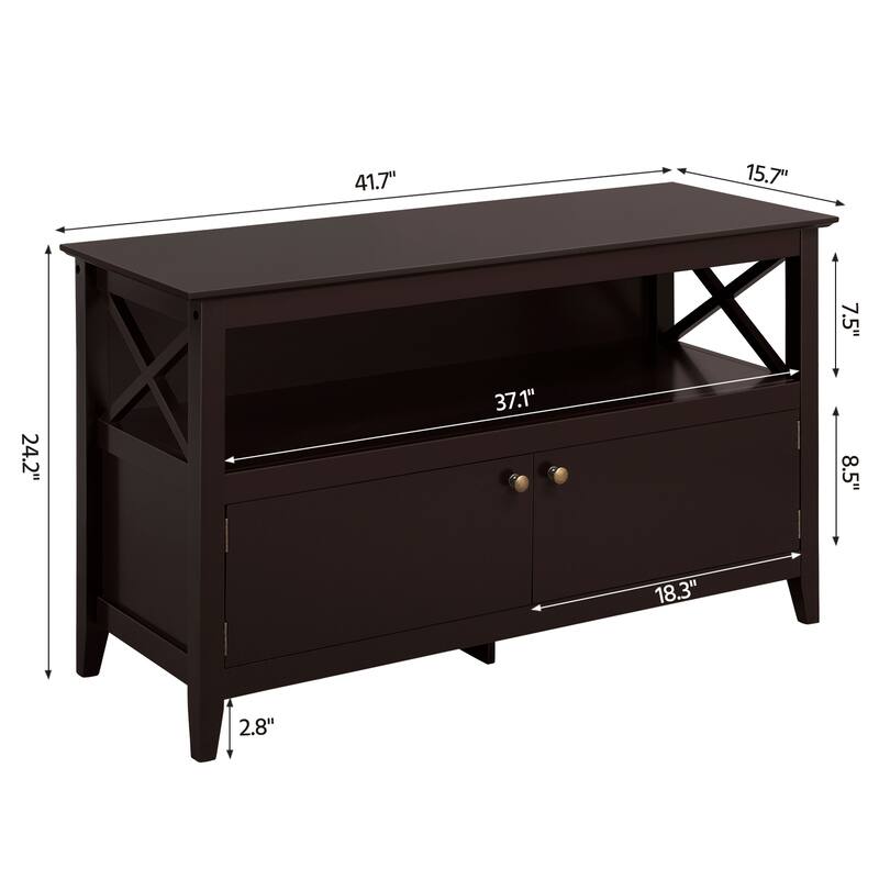Yaheetech X Shape TV Stand Storage Universal TV Base with 2 Doors