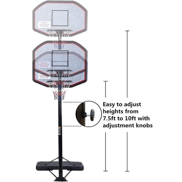 dimension image slide 1 of 2, 43" Gray Mix Basketball Hoop System Height Adjustable Basketball Hoop with Wheels