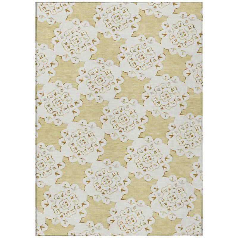 Machine Washable Indoor/ Outdoor Global Motif Chantille Rug