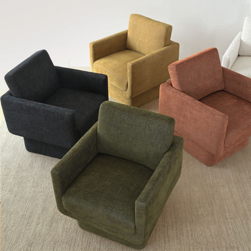 Upholstered Swivel Barrel Accent Chair