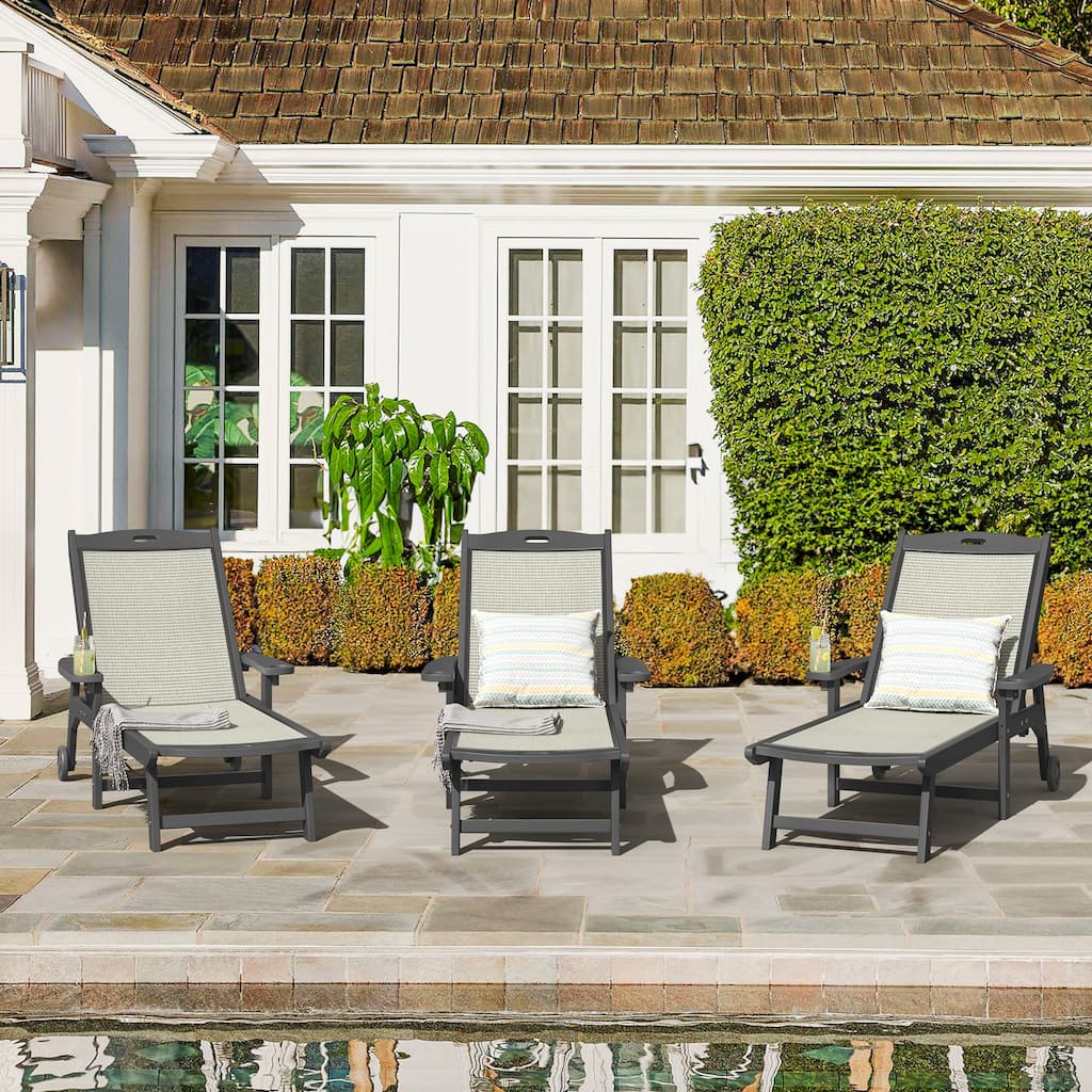 Hdps Outdoor Chaise Lounge Chair For Pool，Pool Lounge Chairs Set Of 3 - 28"W X 79"D X 38.8"H