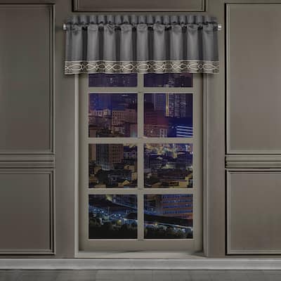 J. Queen New York Deco Charcoal Window Straight Valance