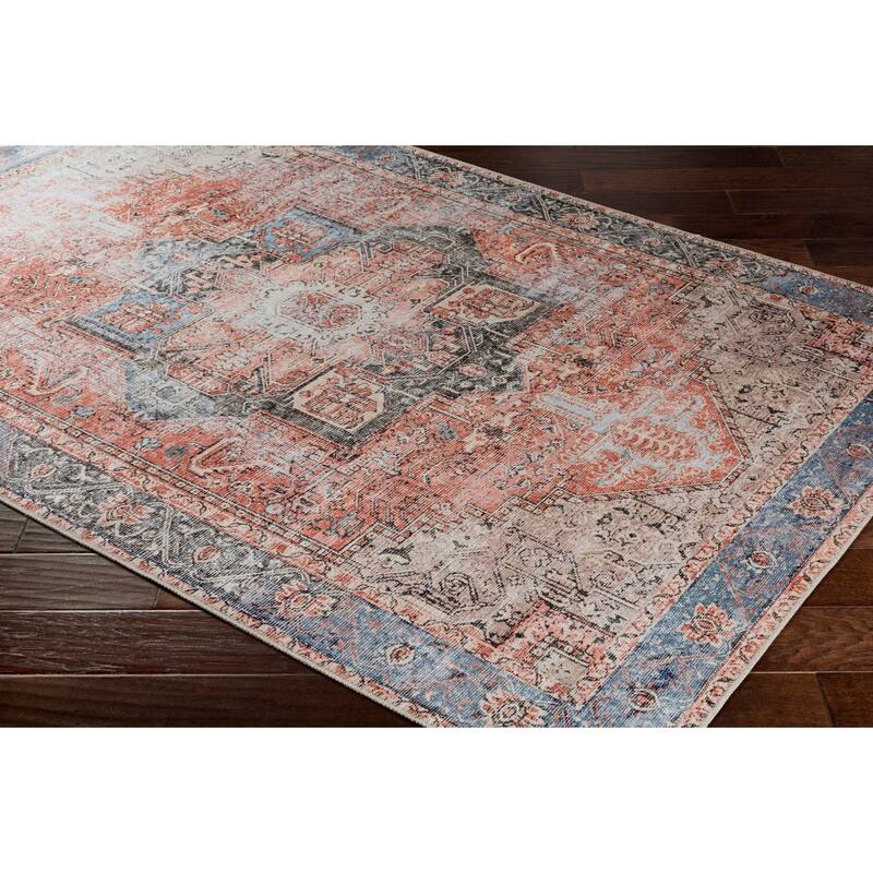 Livabliss Zakariya Vintage Medallion Machine Washable Area Rug