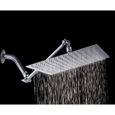 12 in. Large Folding Adjustable Easy Install Square Rainfall with Extension Arm Shower Head Combo - 2.26 x 12.49