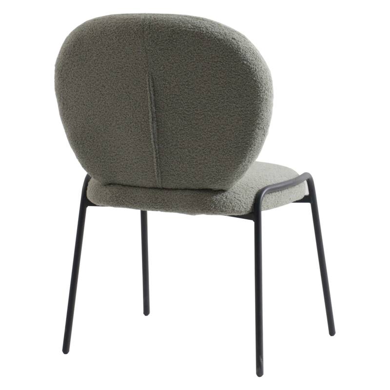 Celestial Boucle Dining Side Chair in Black Iron Frame