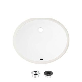 STYLISH Porcelain Oval 19.5 inches Undermount Ceramic Bathroom Sink with Overflow
