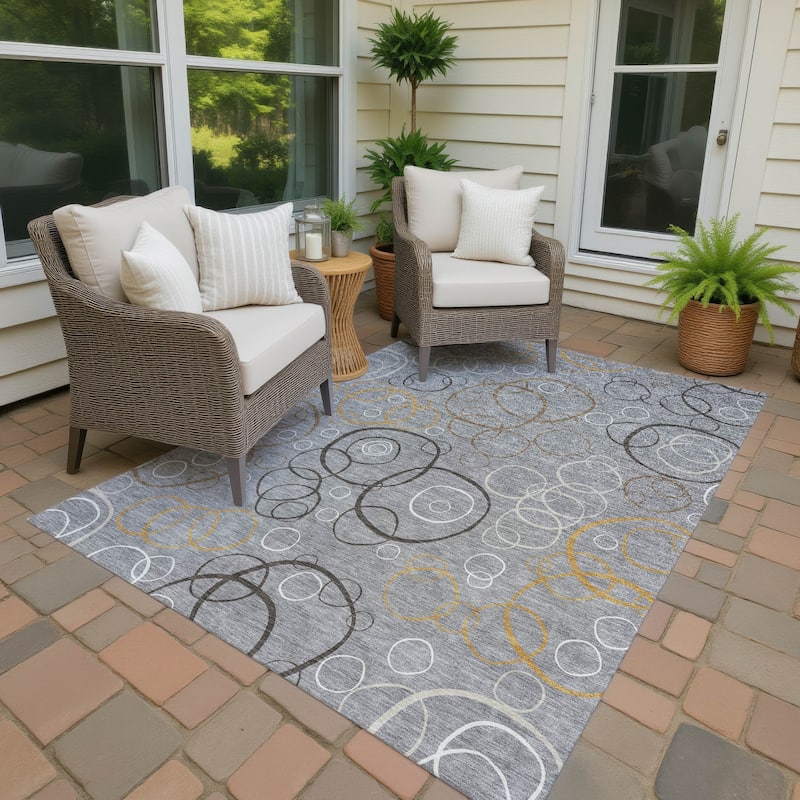 Machine Washable Indoor/ Outdoor Contemporary Nexus Chantille Rug - Gray - 3' x 5'