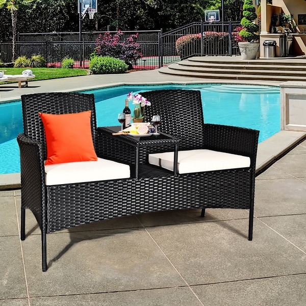 Wicker loveseat online and chairs