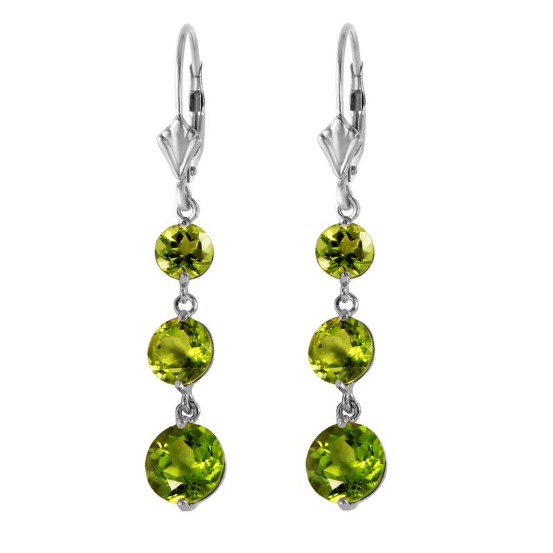 7.2 Carat 14K Solid Gold Drop Earrings Geen Peridot Gemstones - White