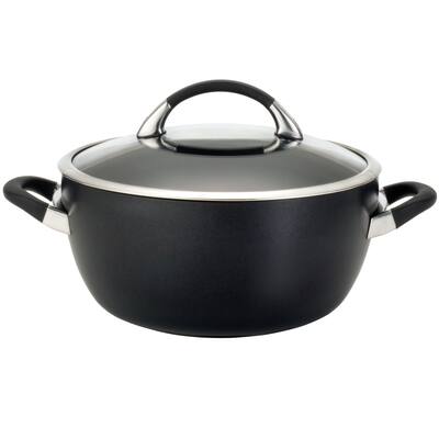 Symmetry Hard-Anodized Nonstick Casserole Pan with Lid, 5.5-Quart, Black