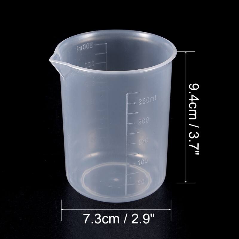 2pcs Transparent Measuring Cup Lab PP Plastic Graduated Beaker 300ml