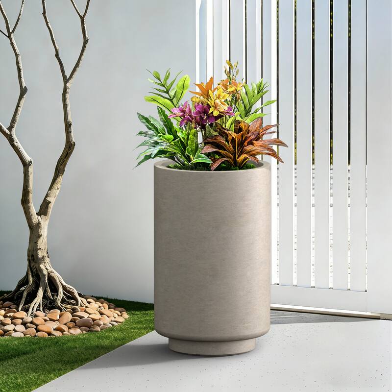 Concrete Cylindrical Planter with Drainage Hole for Indoor & Outdoor