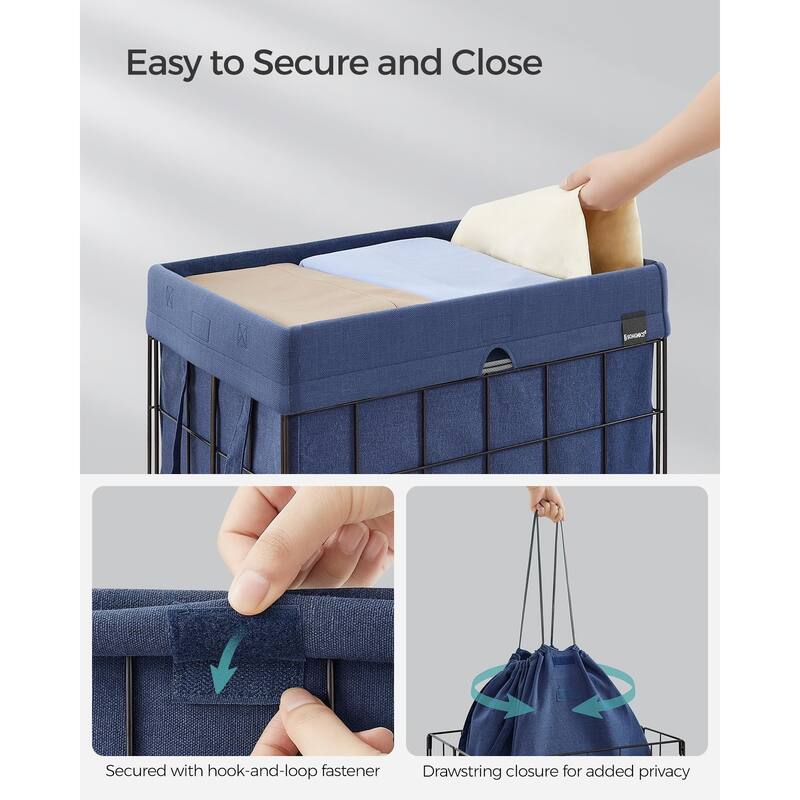 Laundry Hamper, 23.8 Gal (90L) Laundry Basket, Collapsible Clothes Hamper, Removable and Washable Liner, Metal Wire Frame